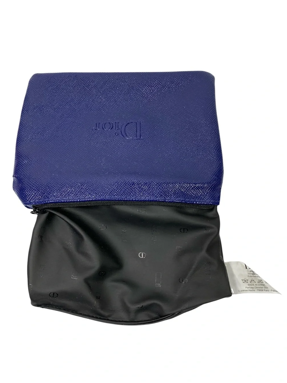 Dior Cosmetic Beauty Pouch VIP Leatherette Novelty GWP Deep Blue Embossed Logo